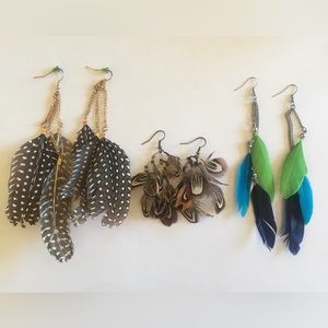 3 Pairs of Feather Earrings
